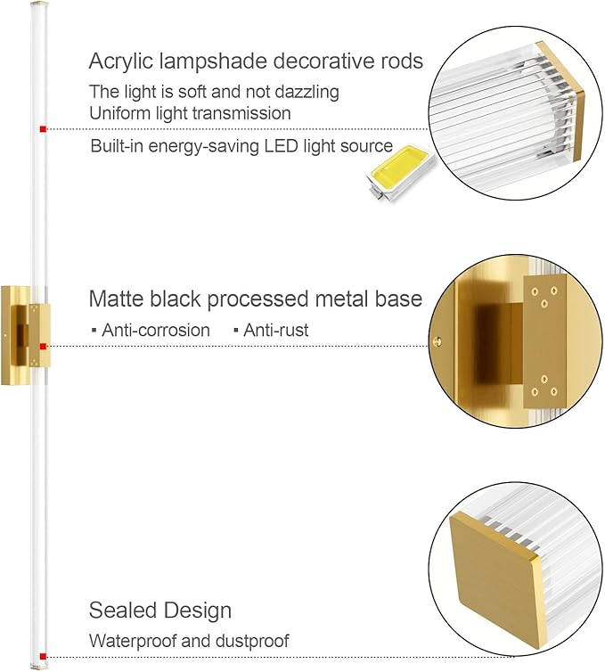 Ralbay 59inch Gold Vanity Light - Image 5