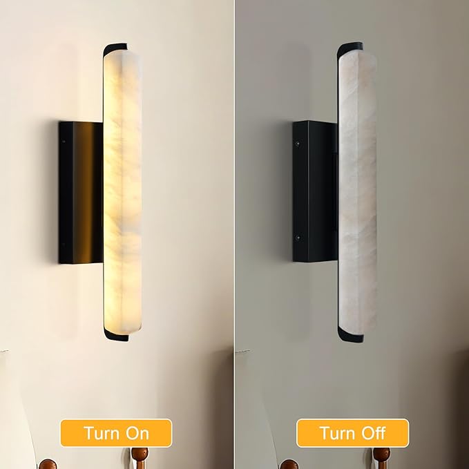 Alabaster Wall Sconces, 15in Black Alabaster Sconce, Modern Spanish Natural - Image 8