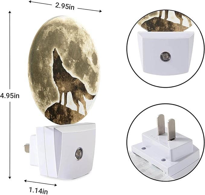 EKOBLA Black Wolf Night Light Wildlife Wolf on Cliff Full Moon Night Lights - Image 3