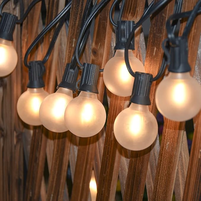 LED Outdoor String Lights 25Ft G40 Frosted White Globe Patio Lights Waterproof - Image 6