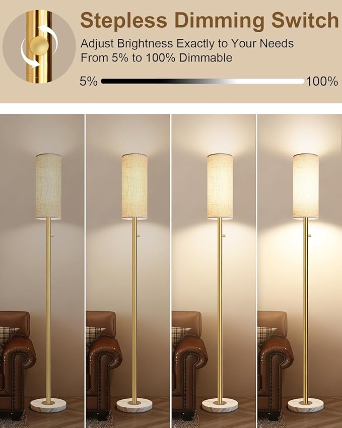 Gold Floor Lamp, Floor Lamps for Bedroom, Modern Standing Lamp - Image 3