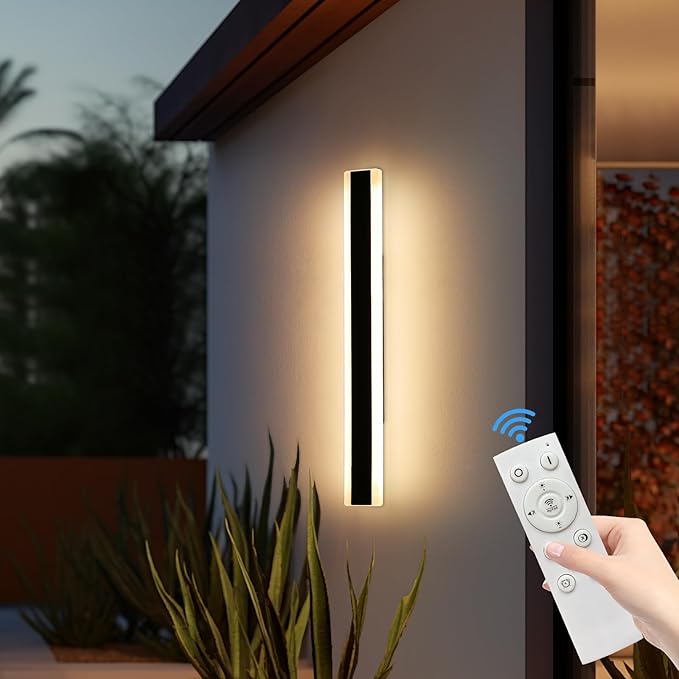 Outdoor Wall Light Fixture, 31.4inch Black Modern Linear Exterior Sconce - Image 8