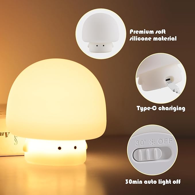 YISUN Mushroom Night Light, Cute Silicone Nightlight - Image 3