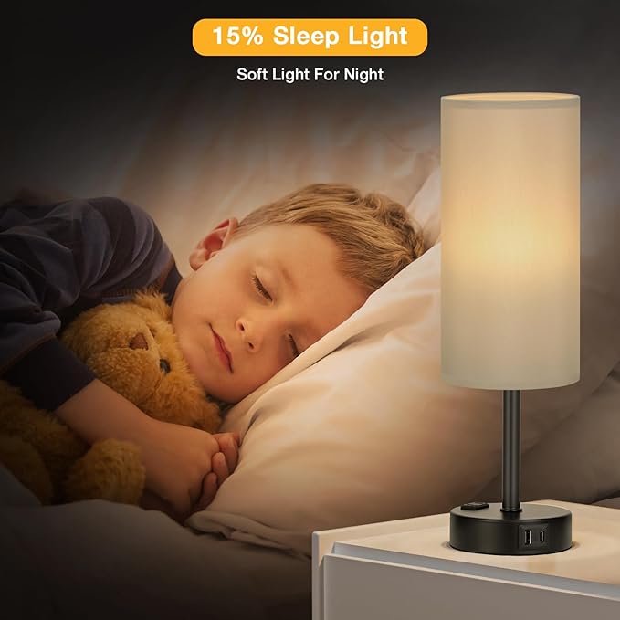 Grey Touch Table Lamps Set of 2-3 Way Dimmable Bedroom Lamps - Image 6