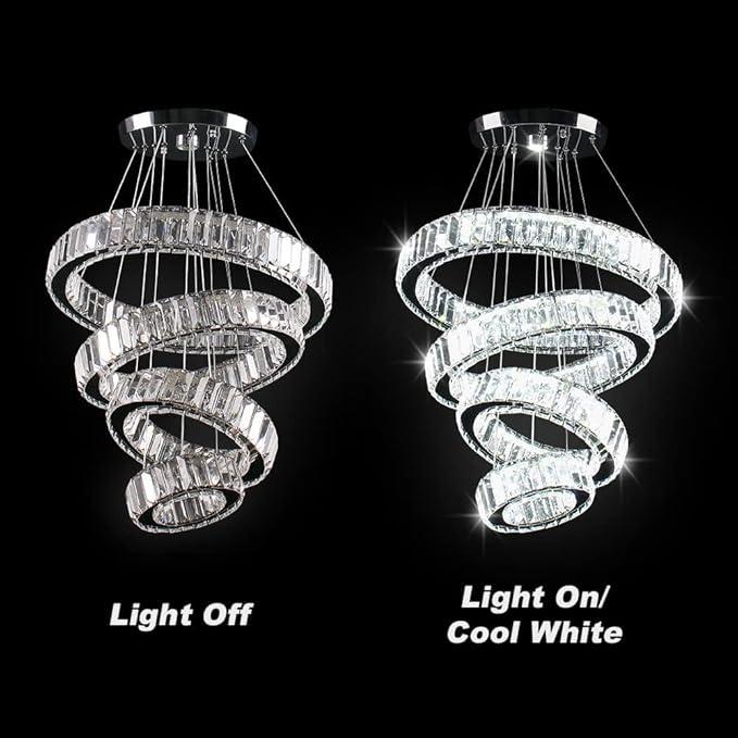 CLAIRDAI Crystal Chandeliers 4 Rings Chandelier LED Pendant Light Chandelier - Image 6