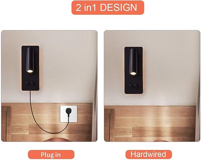 LED Reading Wall Lights for Bedroom, Backlight Night Wall Lamp, Plug in Cord - Image 3