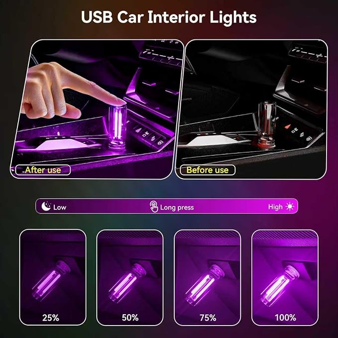 4 PCS Car USB Lights, Portable Plug-in Retro Car Interior Ambient Lights - Image 3