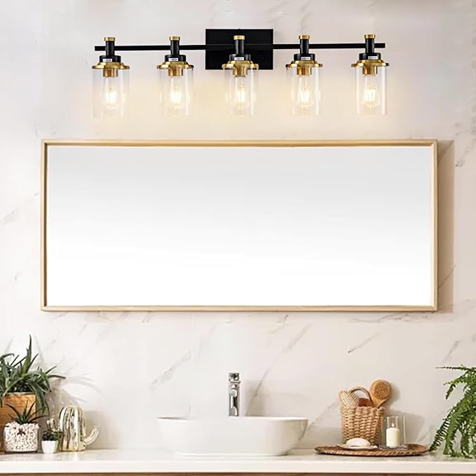 5-Lights Bathroom Light Fixtures, Brushed Gold Bathroom Light Fixtures - Image 6