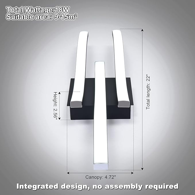 EDISLIVE Modern Dimmable LED Ceiling Light Curved 3 Light 22.5 in Minimalist - Image 7