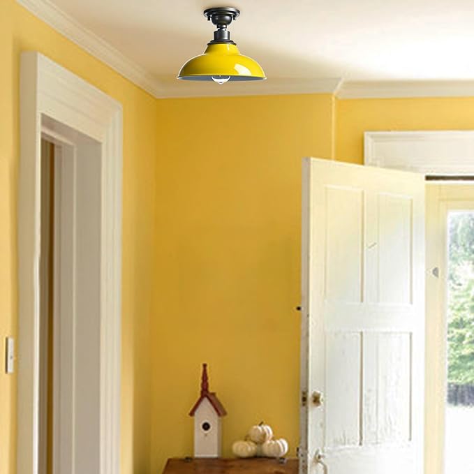 SAMTEEN Industrial Semi Flush Mount Ceiling Light 1-Light Barn Light Fixture - Image 4