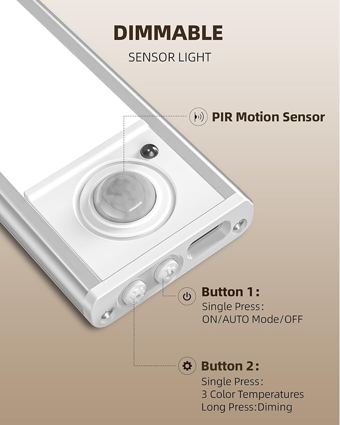 6Pack 16inch Under Cabinet Lighting, Rechargeable Motion Sensor Light Wireless - Image 6