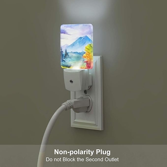Watercolor Mountains and Forest Night Light, Plug Into Wall - Image 5