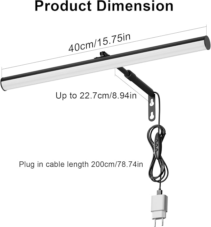 Black LED Picture Light Plug in, 15.75 Inches Art Light - Image 6