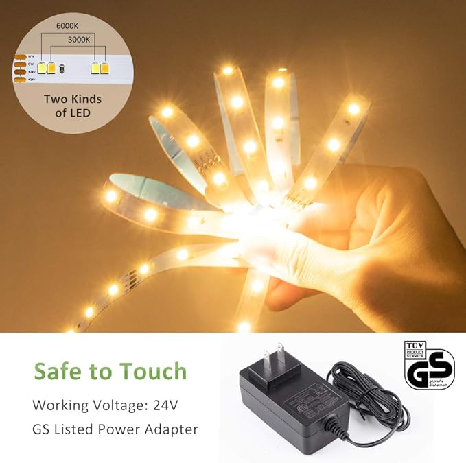 NOVOSTELLA 79ft Tunable White LED Strip Light Kit 2688LEDs Dimmable 3000K-6500K - Image 6