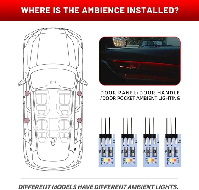 NJSBYL 4PCS LED Door Panel Handle Ambient Circuit Board - Image 2