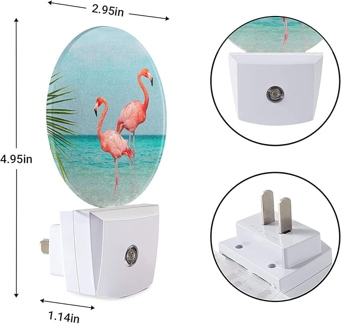 EKOBLA Flamingo Summer Night Light Beach Tropical Leaves Seaside Night Lights - Image 3