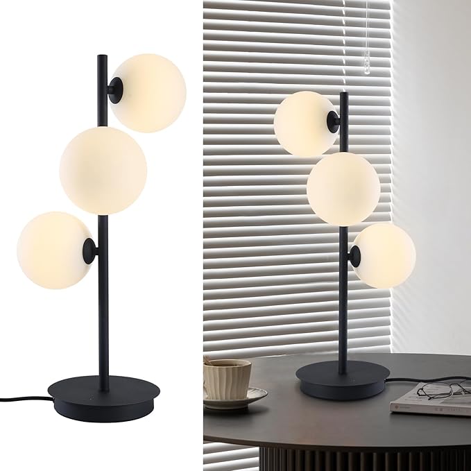 Mid Century Modern Table Lamp, 3 Lights Contemporary Bedside Lamp by Fulesi