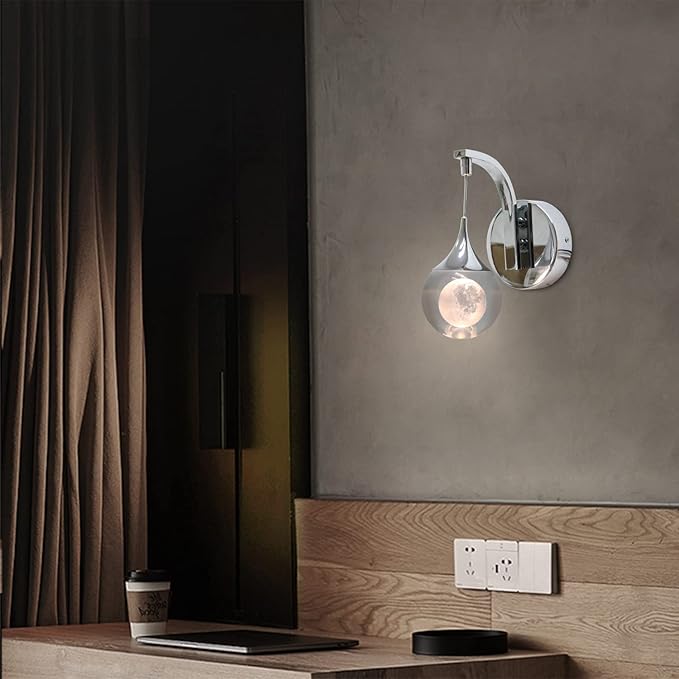 Sedelan LED Crystal Wall Sconce, Moon Modern Wall Light Fixture, 5W Dimmable - Image 3