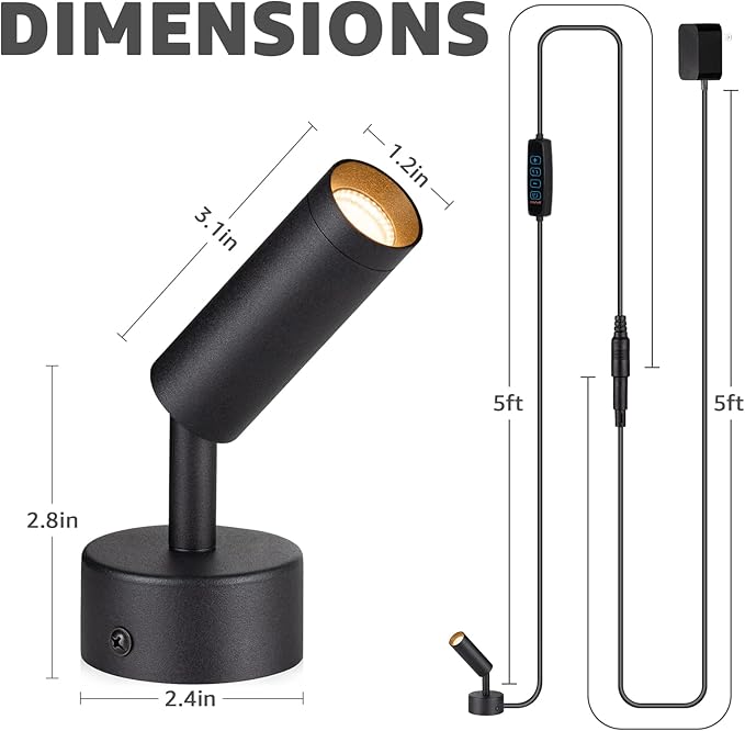 SUNVIE 2 Pack LED Spot Lights 3000K/4000K/5000K Adjustable Dimmable Floor - Image 6