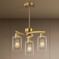 3 Light Brushed Gold Chandelier by Unknown