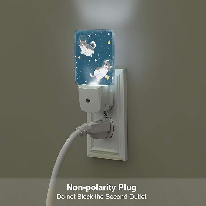 Cute Husky Astronauts on Space Night Light, Plug-in Night Lights - Image 5