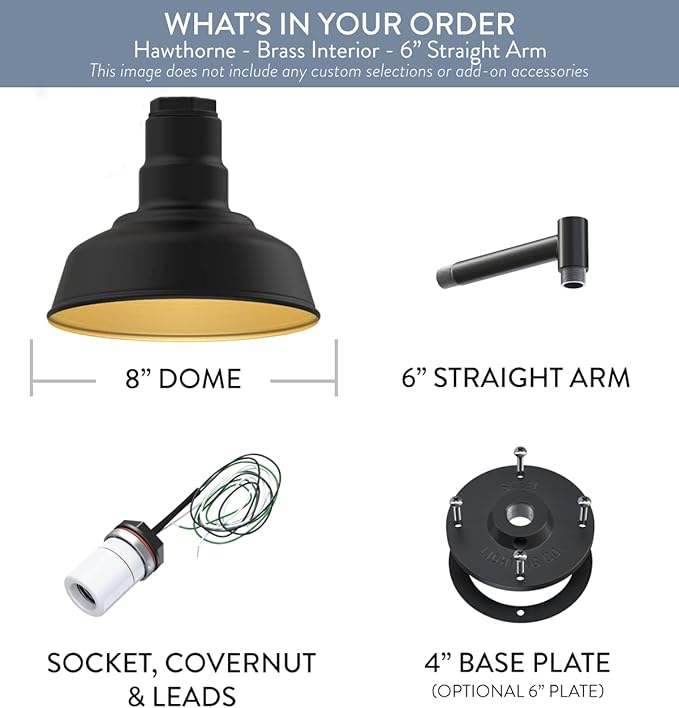 Steel Lighting Co. Hawthorne Barn Light | Outdoor Wall Mounted | 8 inch Dome | - Image 6