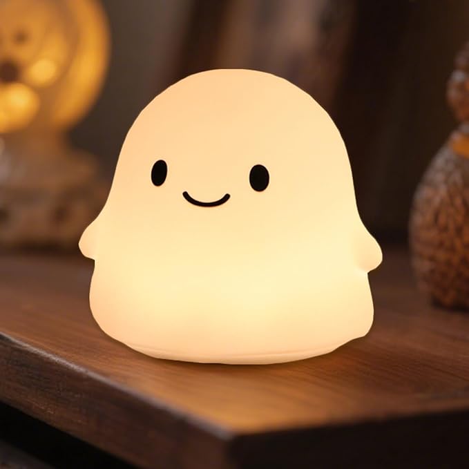 Halloween Ghost Night Light, 50-Hour Battery & Pat Control, Cute Squishy Lamp by Rytinazzz