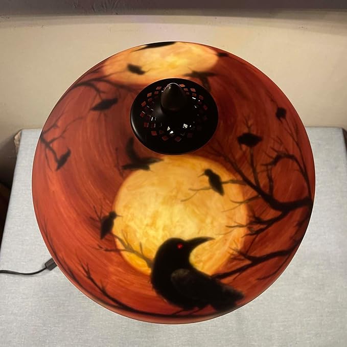 Bieye L10969 Ravens Sitting on Bare Tree Branch Against Full Moon Hand-Painted - Image 4