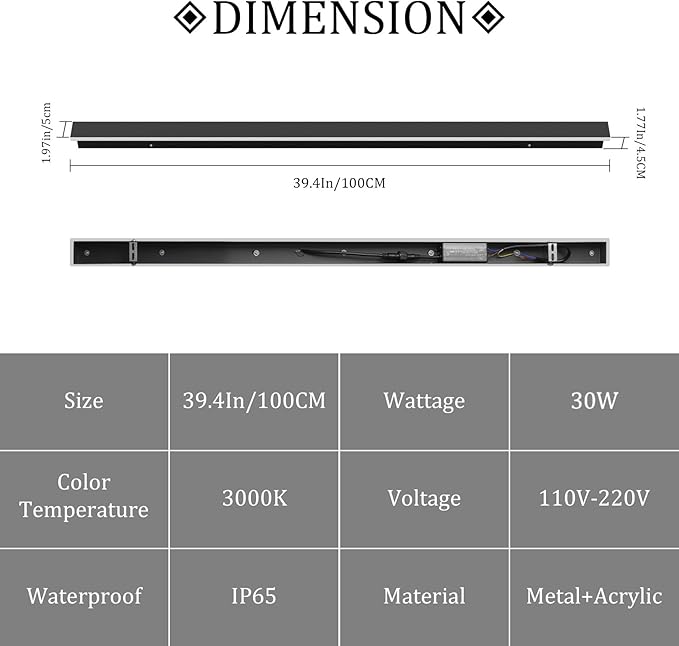 2 Pack 40Inch Long Outdoor LED Wall Lights 3000K Modern Exterior Wall Light - Image 3