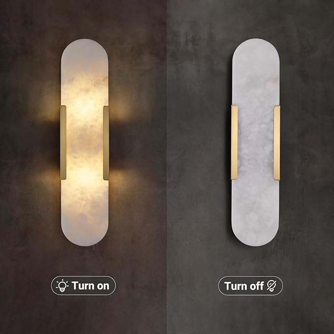 19.7" L Alabaster Wall Sconces Set of 2, Wall Lights Fixtures Morden Bathroom - Image 6