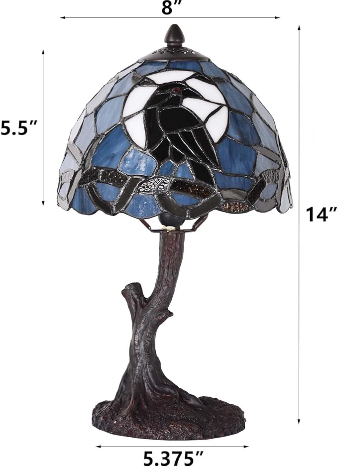 Bieye L12010 Raven Sitting on Bare Tree Branch in Full Moon Night Tiffany Style - Image 7