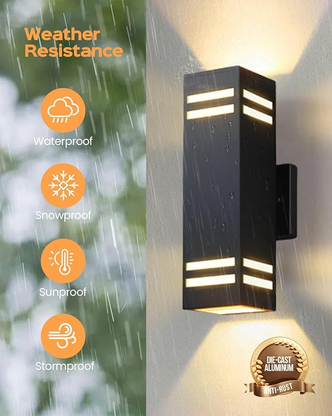 SHIMR Dusk to Dawn Outdoor Light Fixture, Modern Outdoor Wall Lights - Image 4
