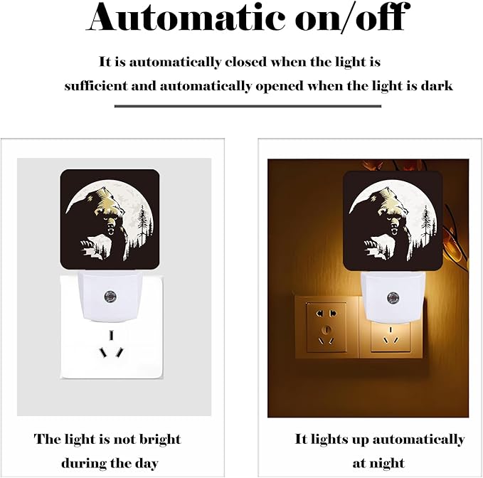 Brown Bear Night Light, Plug-in Nightlights Auto Sensor Night Lamp Dusk-to-Dawn - Image 3