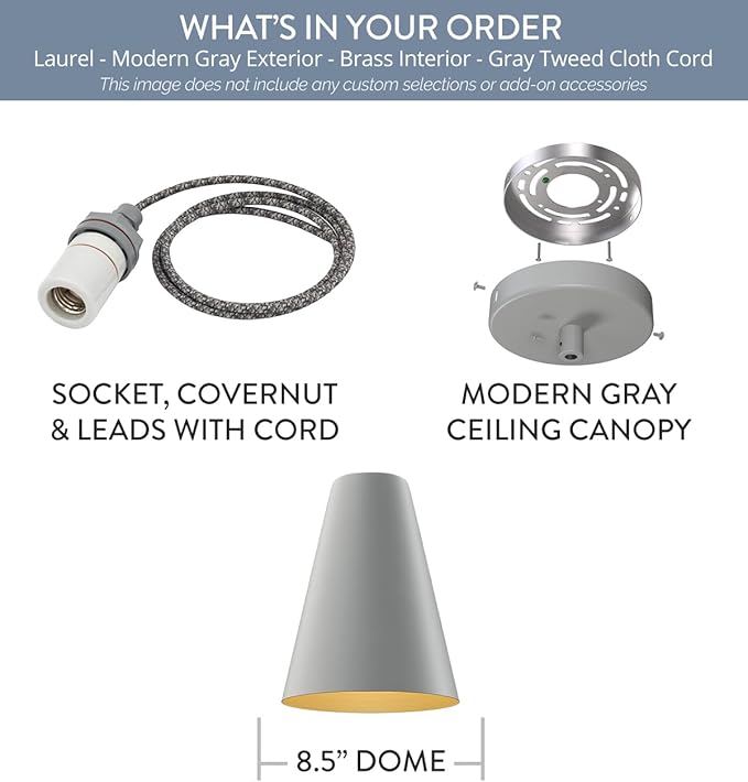 Steel Lighting Co. Laurel Pendant Light | Ceiling Mounted | 8.5 inch Cone Shade - Image 6