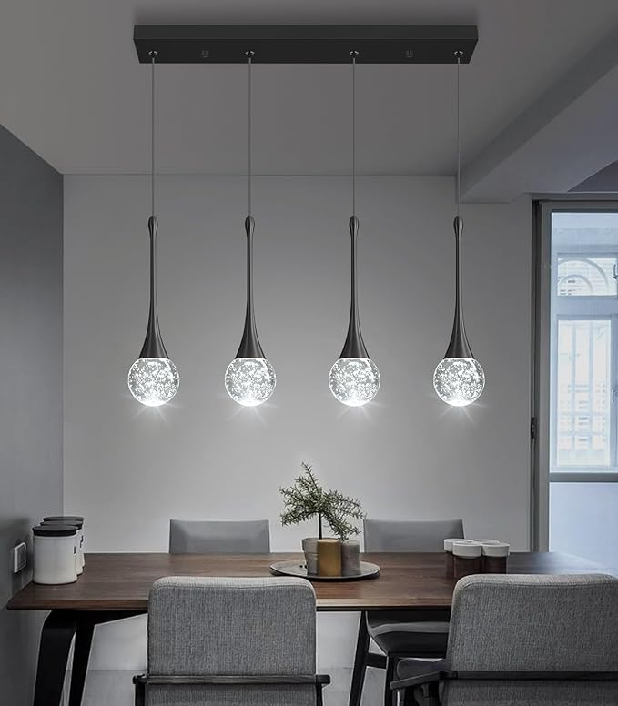 4-Lights Modern Pendant Lights for Kitchen Island LED Dimmable Crystal Glam - Image 5