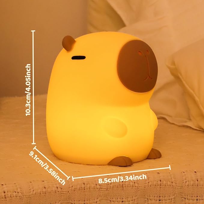 Capybara Night Light, 50-Hour Battery & Pat Control, Squishy Animal Lamp - Image 9