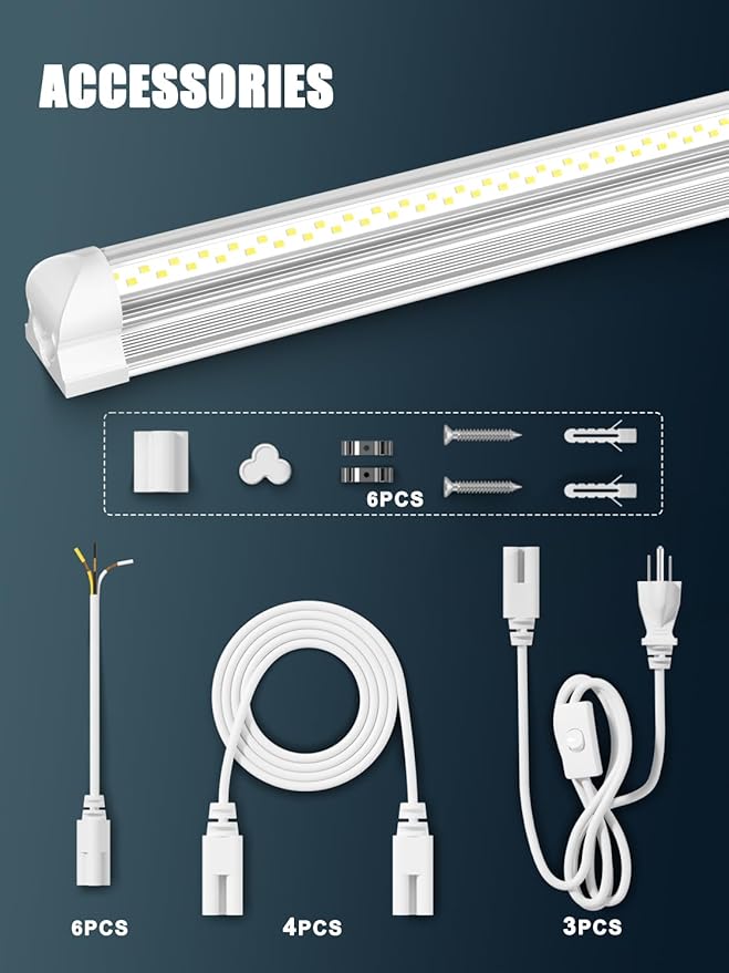 6 Pack 100w 8ft Led Shop Light, Super Bright 15000lm 5000k V Shape 8' Led Shop - Image 6