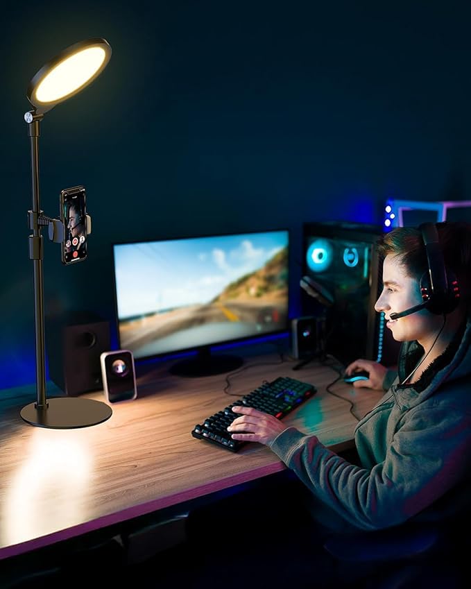 7" Ring Light with Stand for Desk, 3000K-6500K, 30 Lighting Modes for Video - Image 9