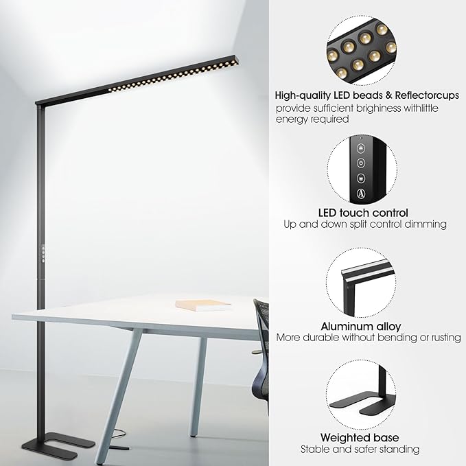 77"LED Floor Lamp, 80W Black Modern Free-Standing Lamp, 8000LM Dimmable High - Image 6