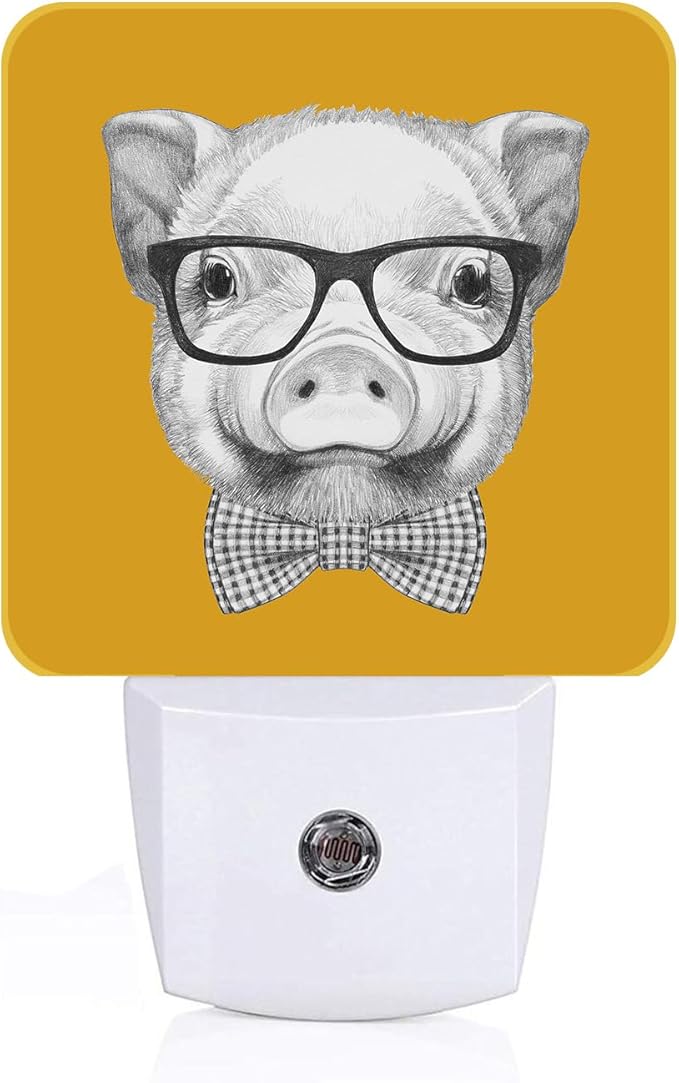 Pig with Glasses Night Light, Plug-in Night Lights with Dusk to Dawn Sensor by Unknown