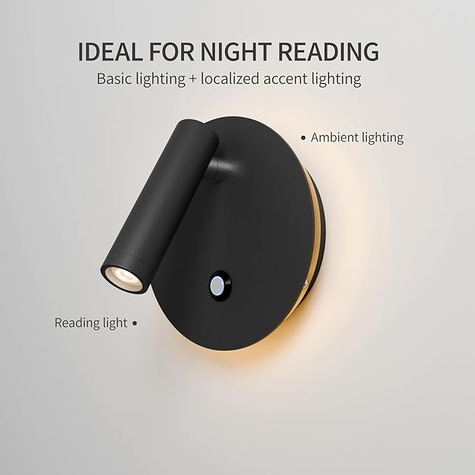 Aisilan Modern Dimmable LED Wall Sconce, 6W Adjustable Angle Bedside Wall Lamp - Image 7