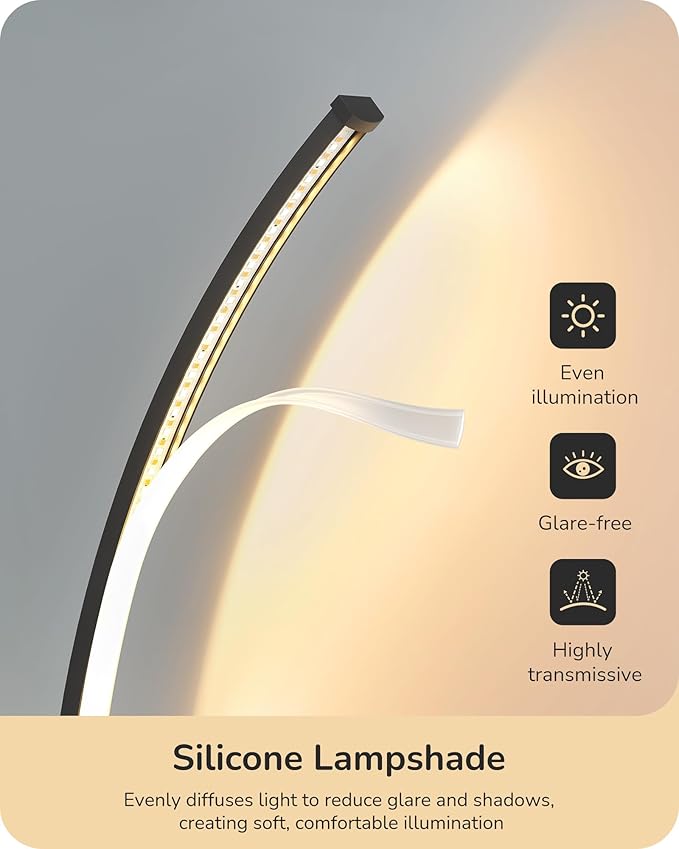 EDISHINE Curved LED Table Lamp, Modern Bedside Lamp - Image 3