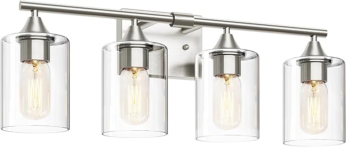 4-Light Bathroom Light Fixtures, Brushed Nickel Vanity Lighting Fixtures by XPEHK