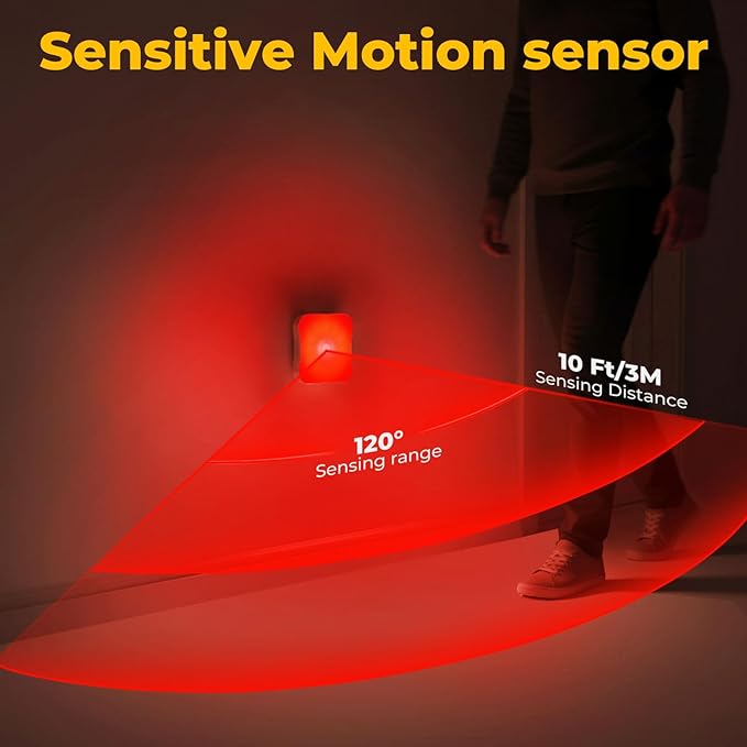 Red Motion Sensor Night Lights Rechargeable Battery Night Light Magnetic Red - Image 7