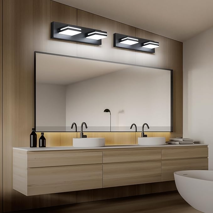 SineRise LED Modern Bathroom Vanity Light Fixtures, Matte Black Modern Acrylic - Image 4