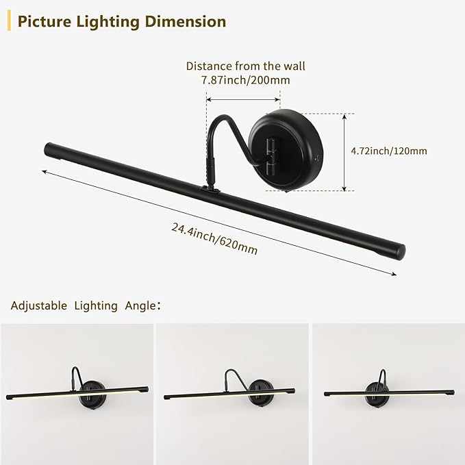 JOOSENLUX Battery Operated Picture Lights Modern Wireless Wall Lights 24.4" - Image 5