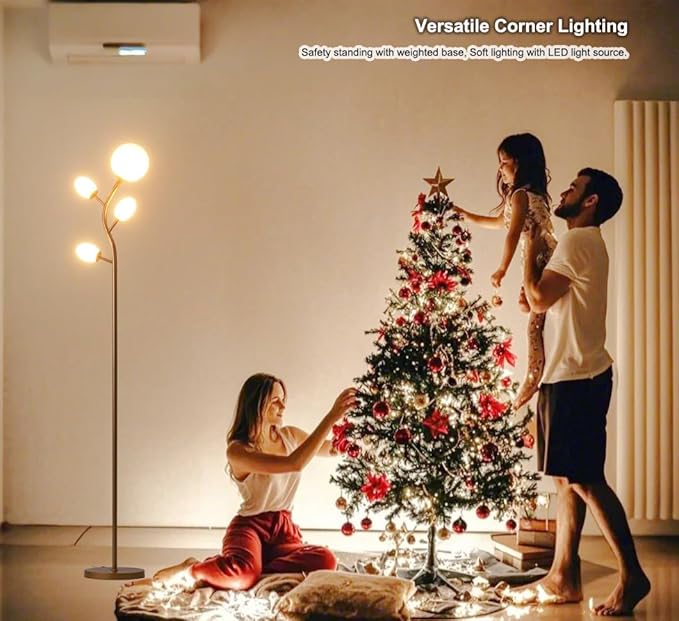 Fiqevs 4 Globe Floor Lamp with 2700K Warm Light LED Bulbs Included, Mid Century - Image 3