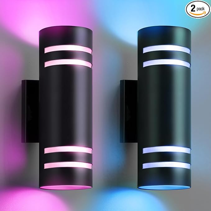 SHIMR Modern RGBCW Outdoor Wall Lights 2 Pack, Color Changing Outdoor Sconce by SHIMR