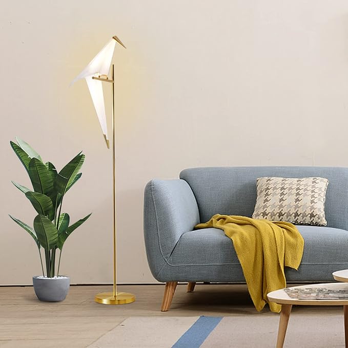 MORE CHANGE 62-Inch Modern Bird Floor Lamp, Origami Bird Lamp Gold Standing Lamp by MORECHANGE