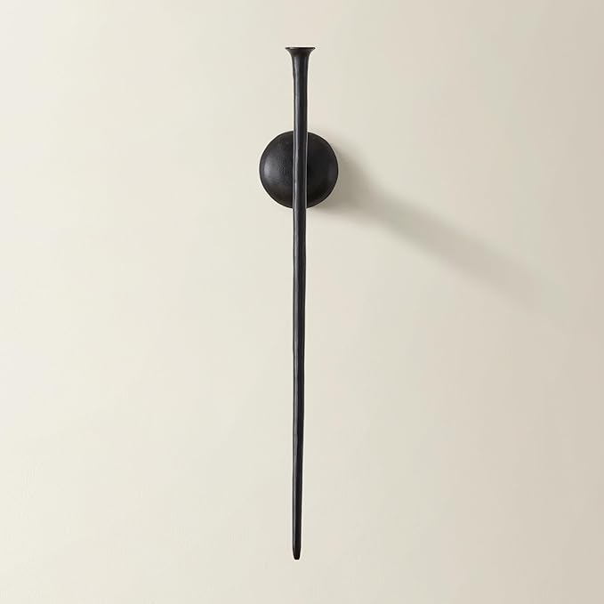 Z Gallerie One Piece Aspar Wall Sconce Long Candle Holder in Black Finish - Image 2